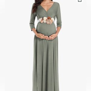 Maxi maternity dress with sash